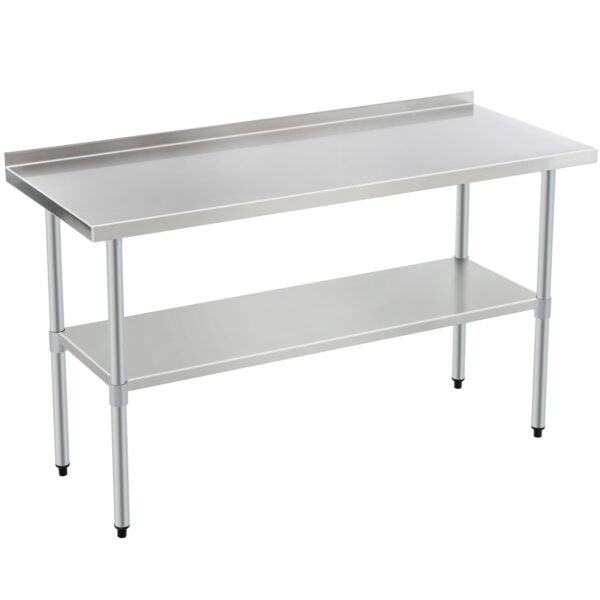 Stainless Steel Prep Table With Adjustable Undershelf And Galvanized Legs, Heavy-Duty Commercial Work Table For Kitchen, Home, Restaurant, And Hotel Use